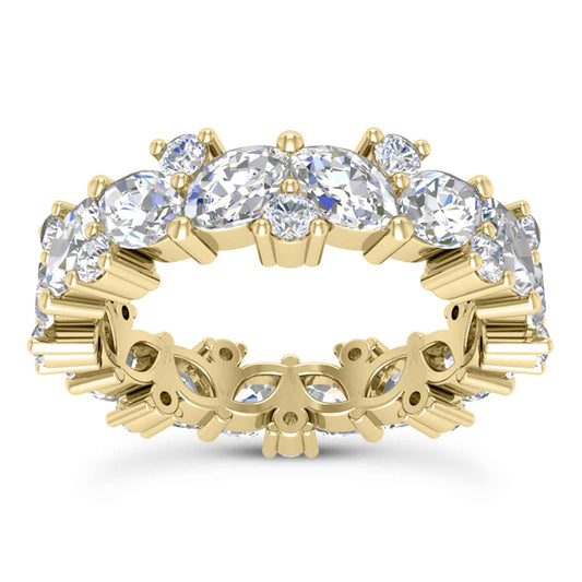 3.10CTW Lab-Grown Diamond Marquise Round 2.7mm Eternity 18K Gold Wedding Band