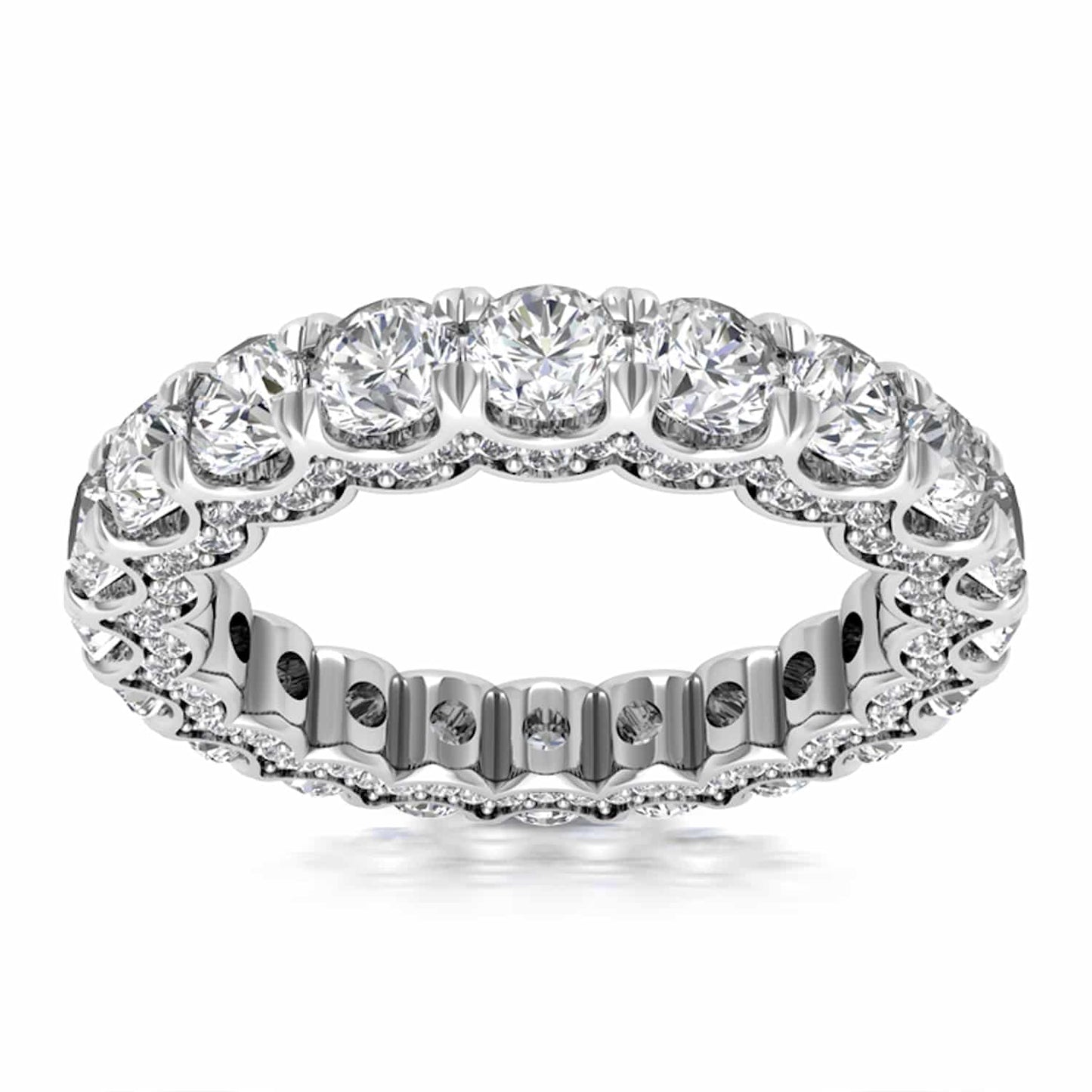 3.95CTW Lab-Grown Diamonds 18K Real Gold White 4mm Eternity Stackable Ring Band