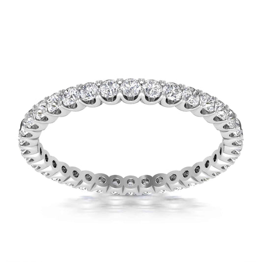 0.60CTW Natural Diamond 1.8mm 18K Gold White Eternity Wedding Ring Band