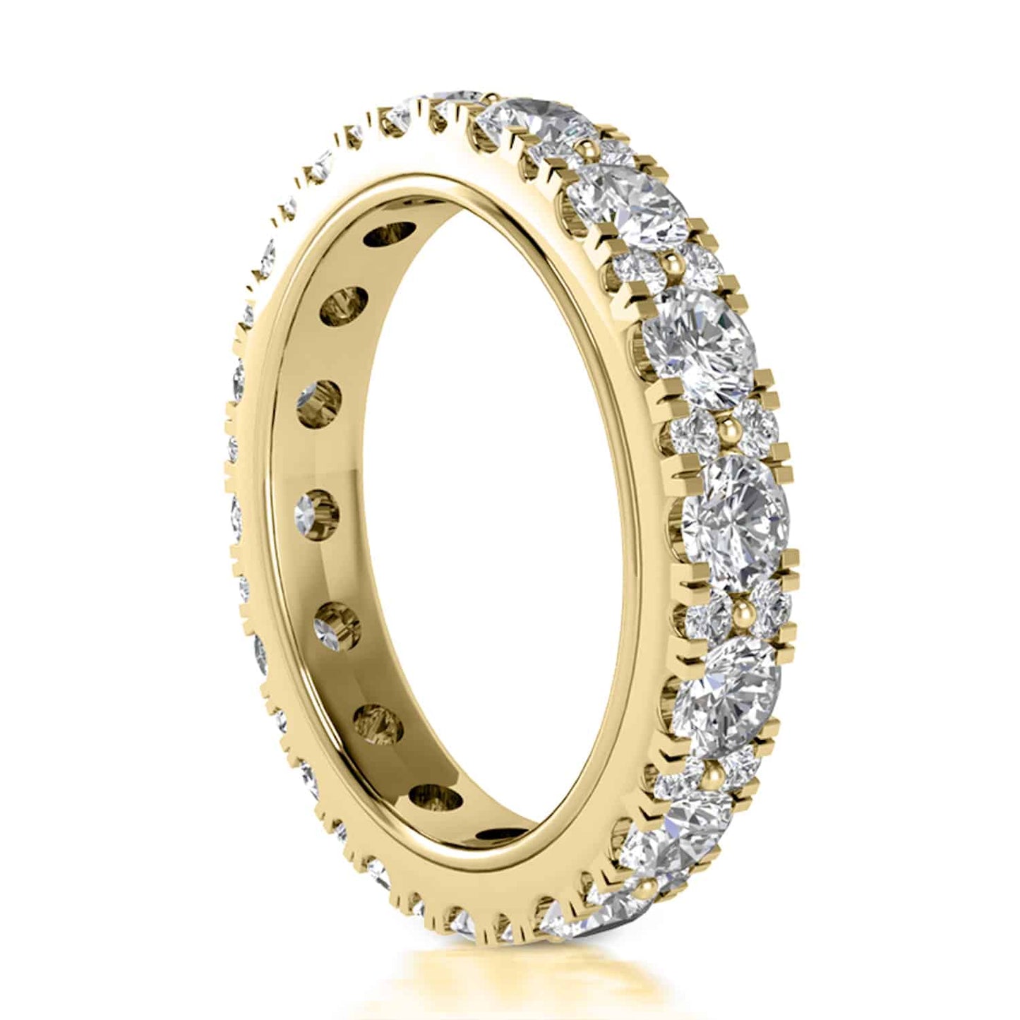 2CTW Lab-Grown Diamond French Pave 3.3mm 18K Gold Band Eternity Ring