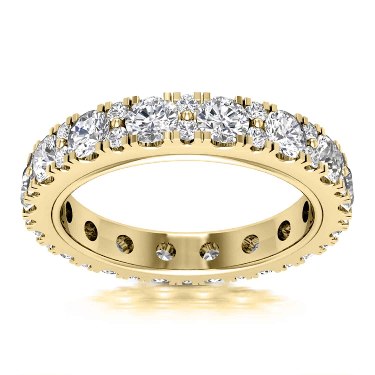 2CTW Lab-Grown Diamond French Pave 3.3mm 18K Gold Band Eternity Ring