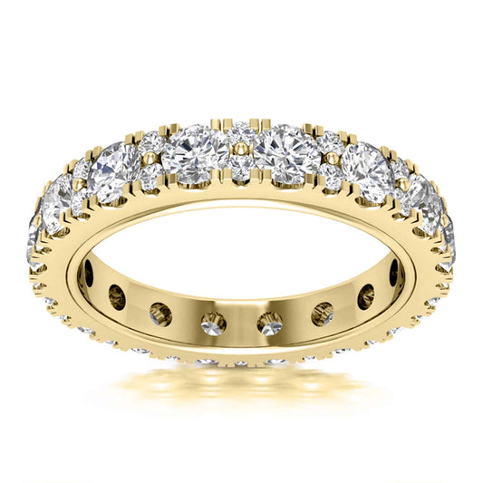 2CTW Lab-Grown Diamond French Pave 3.3mm 18K Gold Band Eternity Ring