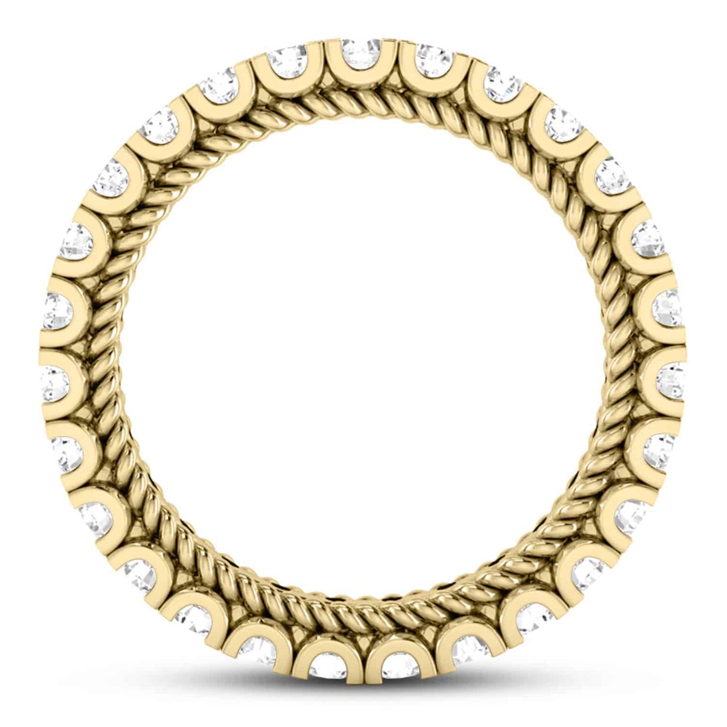 2CTW Lab-Grown Diamond French 3.5mm Twisted Rope 18K Gold Band Eternity Ring