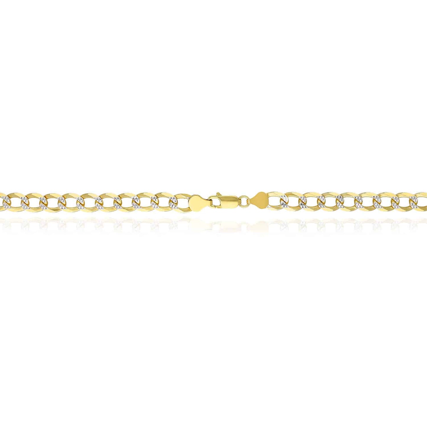 Solid 18K Gold Over Silver 8mm Diamond-Cut Pave Cuban Chain Necklace 20"-26"