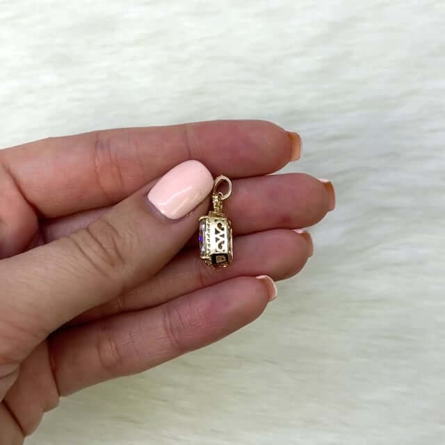 14K Gold 4.50CTW Emerald-Cut CZ Halo Pendant Chain Necklace 18"