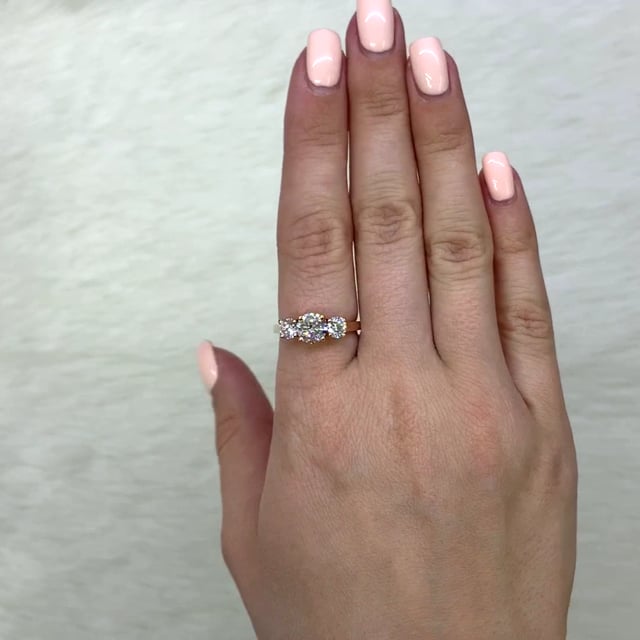 2CTW CZ Three-Stone Classic 14K Gold Rose Engagement Ring