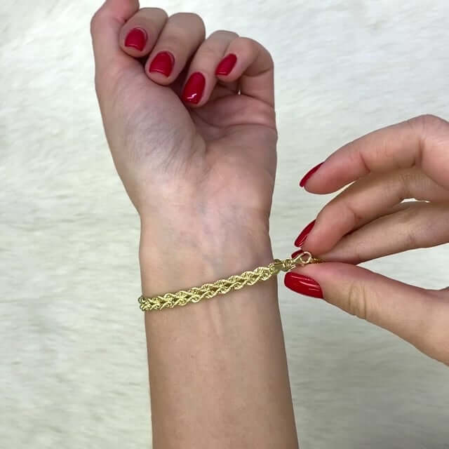 10K Yellow Gold Double Rope Bracelet (Hollow) 7.25"