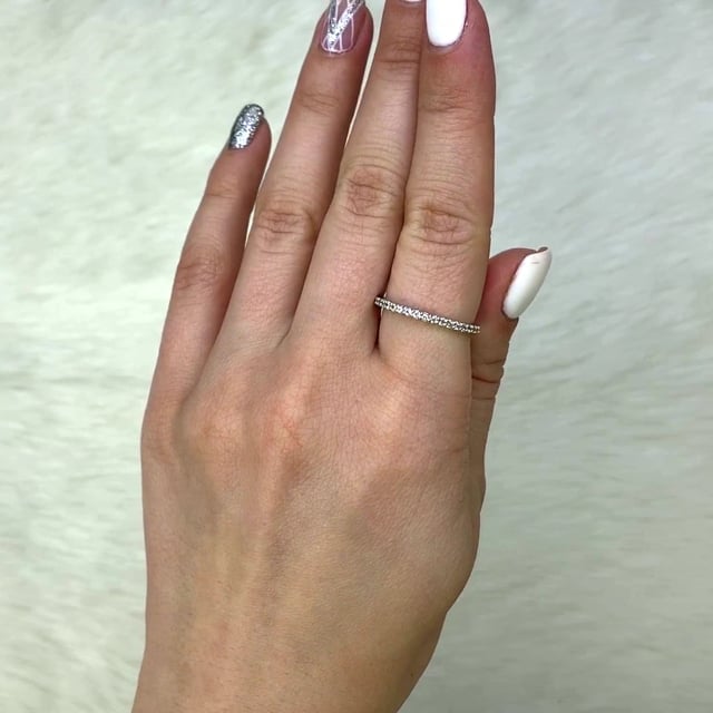 0.35CT CZ 14K Gold White 1.8mm Eternity Band Ring