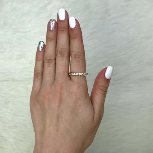 1.20CTW CZ 14K Gold Rose Eternity Wedding Ring