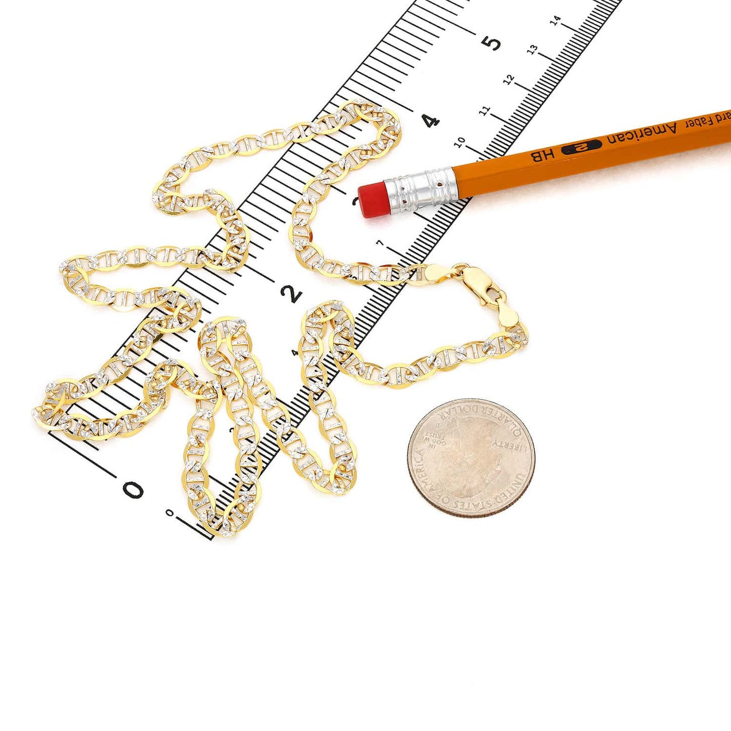10K Yellow Gold Solid 5mm Diamond Cut Marine Anchor Chain Necklace 20-26"