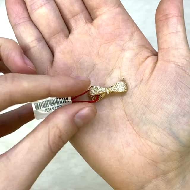 Solid 18K Yellow White Rose Gold 0.82Ct T.W. Lab Grown Diamond Bow Pendant