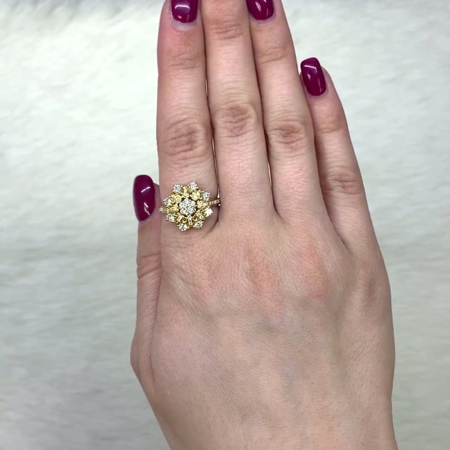 1.15CTW Lab-Grown Diamond 18K Real Gold Snowflake Cocktail Ring
