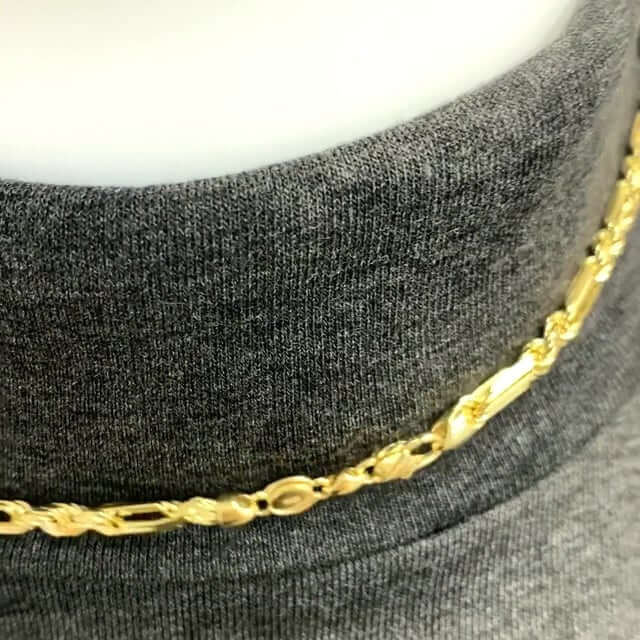 14K Yellow Gold 4mm Milano Figaro Rope Chain (Solid Links) 20"-26"