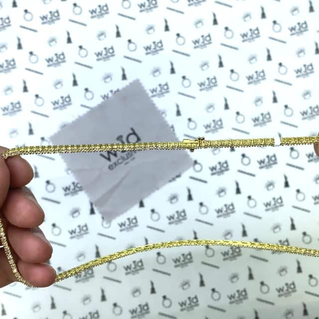 8.80Ctw Lab Diamond 14k Yellow Gold 2.5mm Tennis Chain Necklace 18"