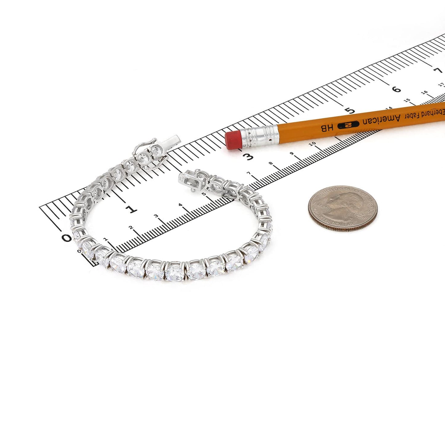 30CT CZ 14K White Gold Over Sterling Silver Tennis Bracelet 6.5"-8"
