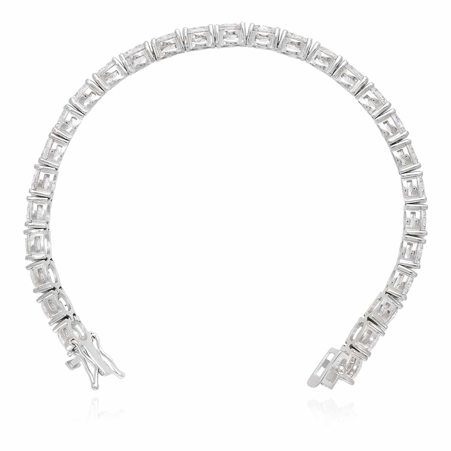 30CT CZ 14K White Gold Over Sterling Silver Tennis Bracelet 6.5"-8"