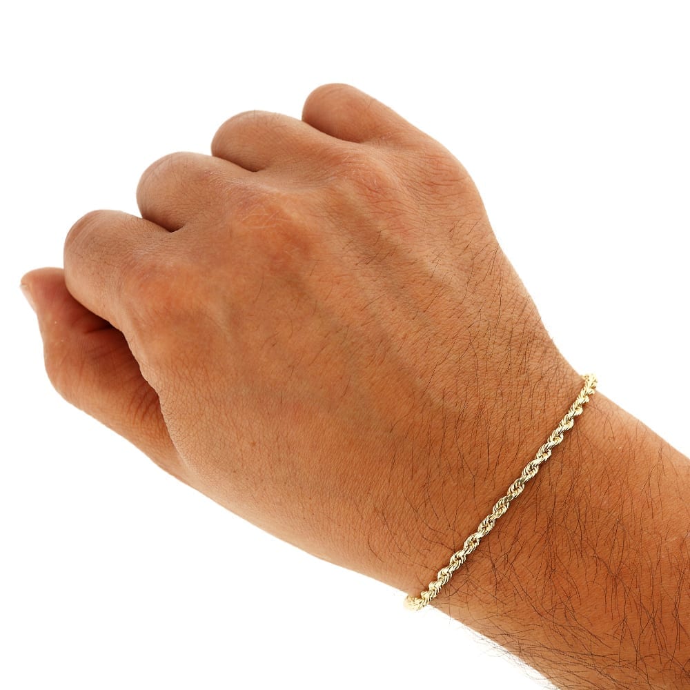 Solid 14k Gold Yellow Diamond Cut 3mm-8mm Rope Bracelet 8.5" HEAVY