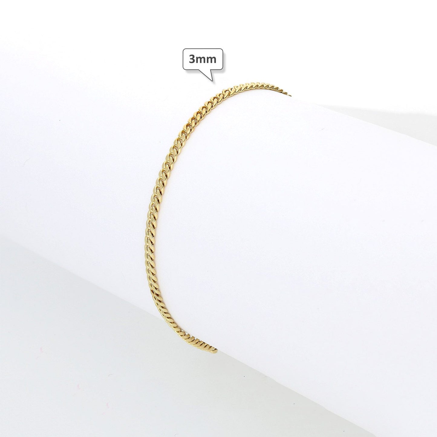 14K Gold Yellow Hollow 3mm - 4.5mm Miami Cuban Bracelet 8"