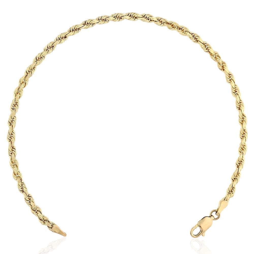 Solid 14k Gold Yellow Diamond Cut 3mm-8mm Rope Bracelet 8.5" HEAVY
