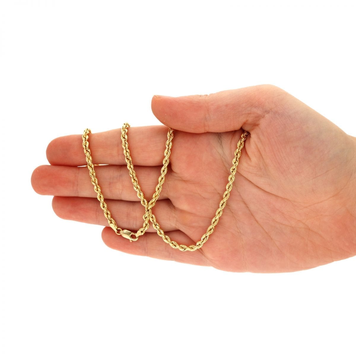 Real 10K Gold 1.8mm-9mm Hollow Rope Chain Necklace 16"-30" with Lobster Clasp
