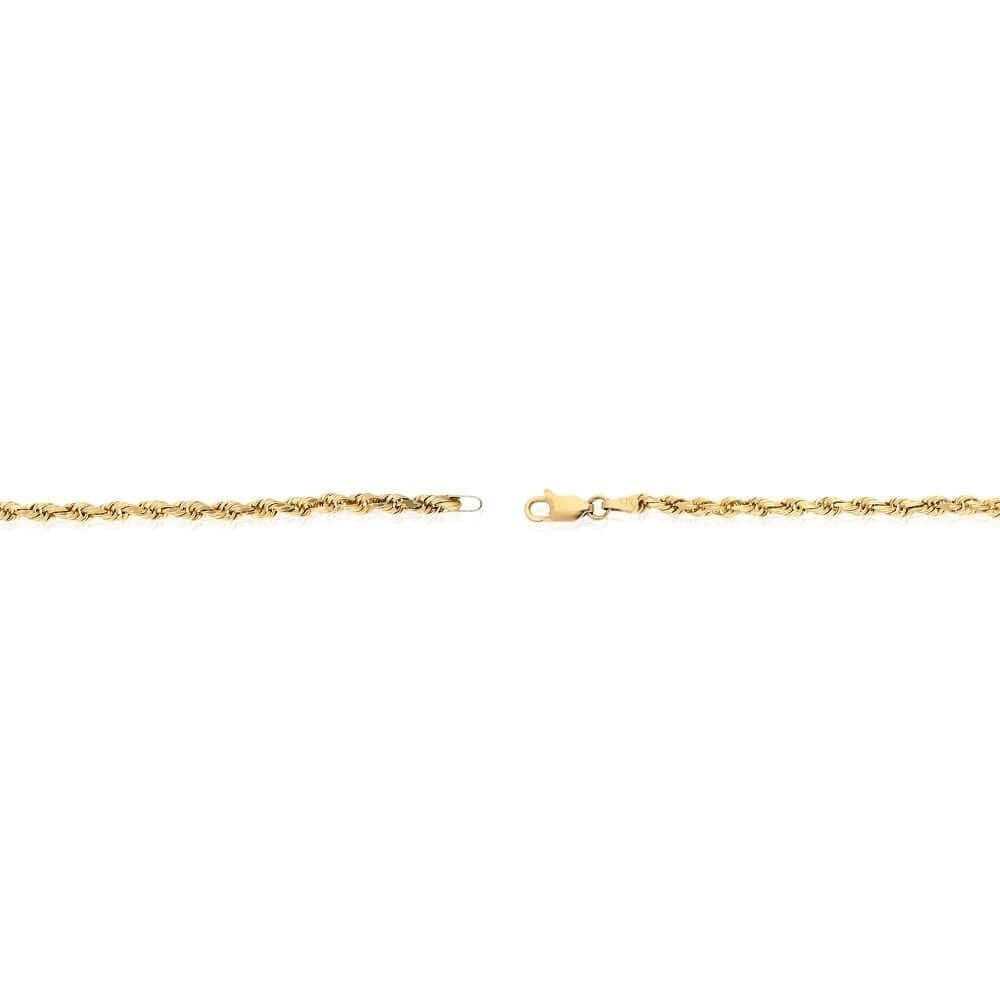 14K Yellow Gold Diamond-Cut 3mm-8mm Rope Bracelet (Solid Links) 8.5"