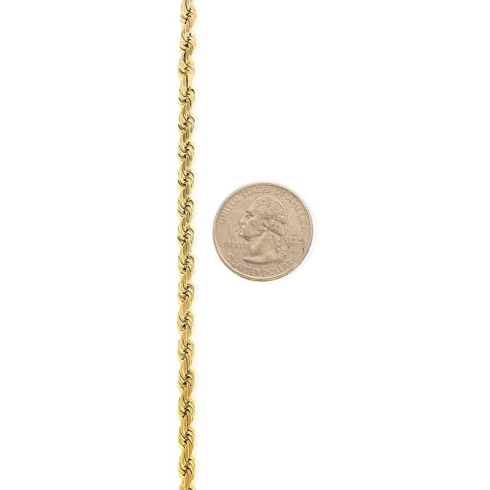 14K Yellow Gold Diamond-Cut 3mm-8mm Rope Bracelet (Solid Links) 8.5"