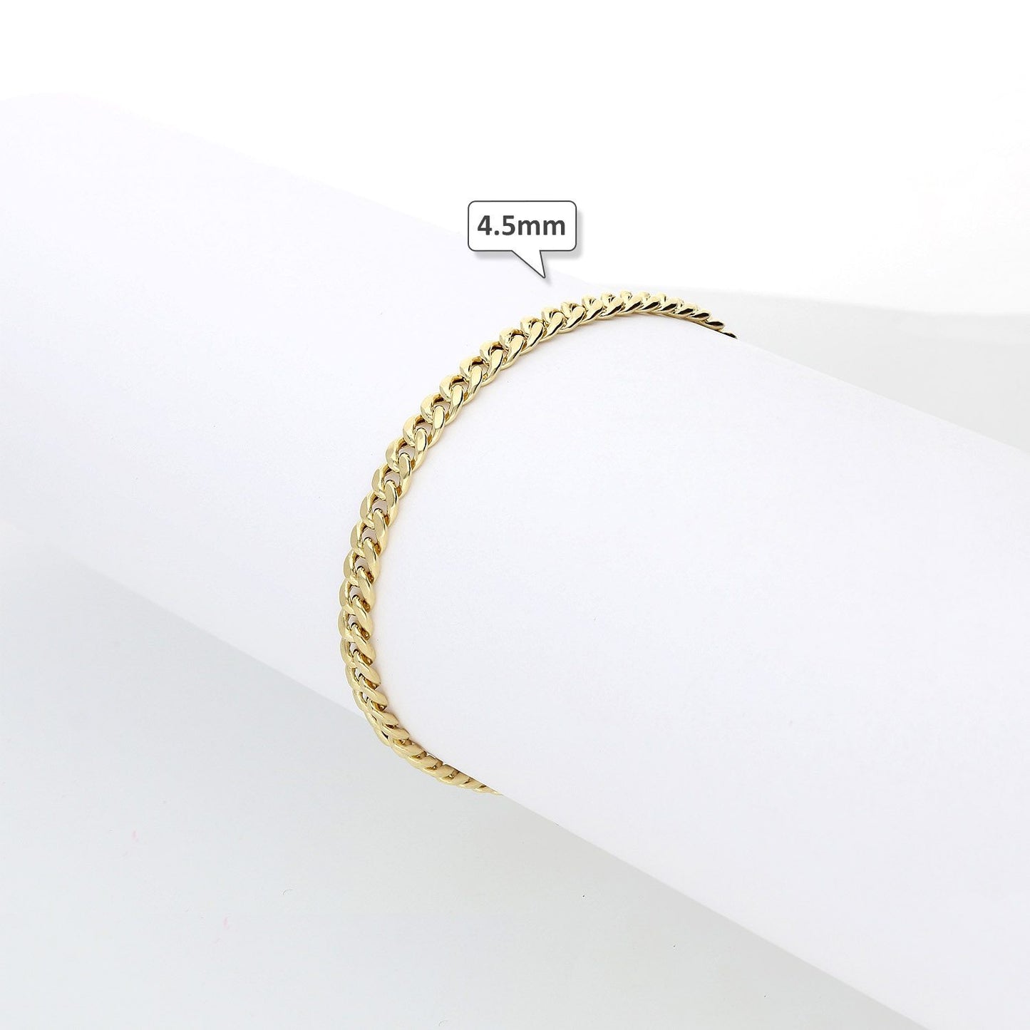 14K Gold Yellow Hollow 3mm - 4.5mm Miami Cuban Bracelet 8"