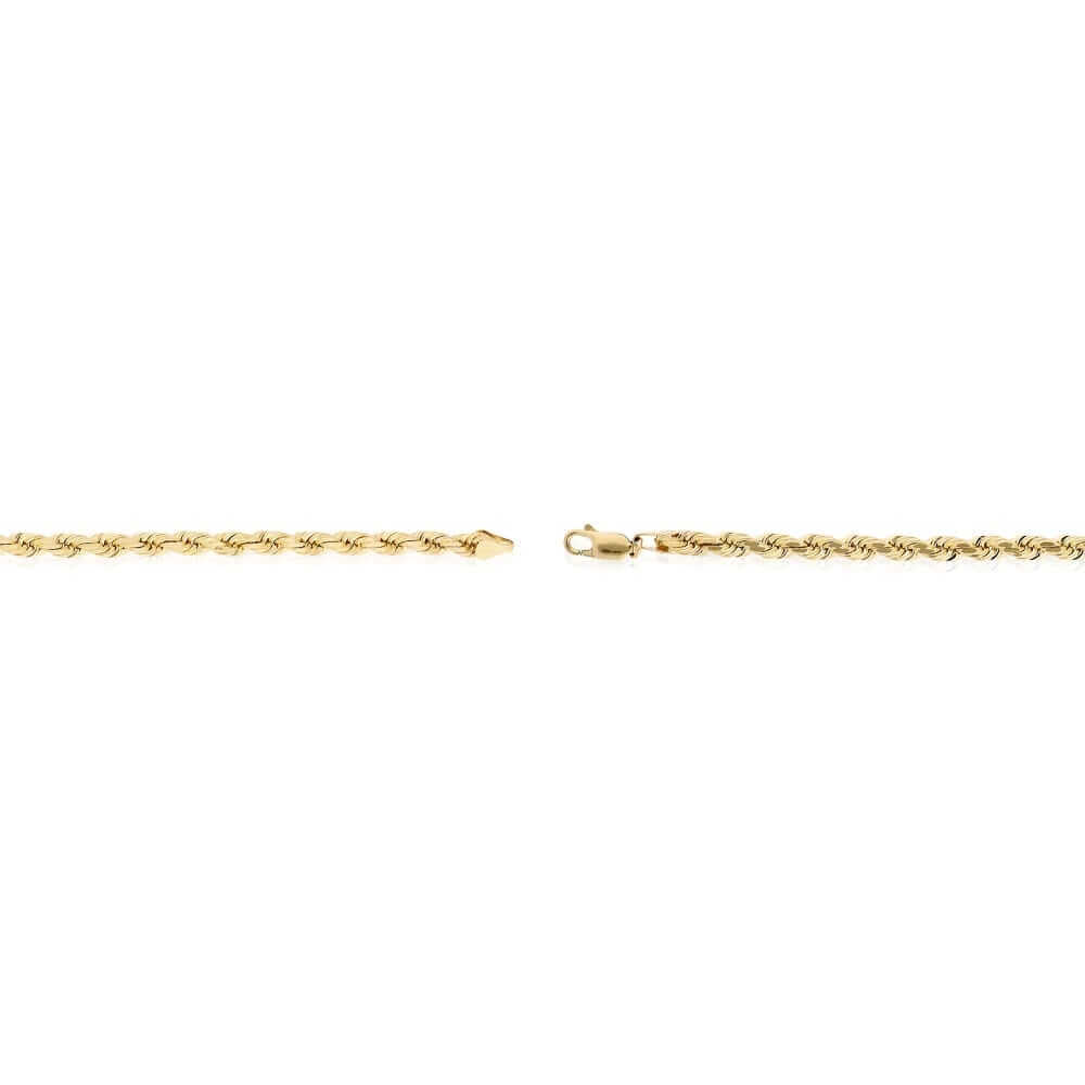 14K Yellow Gold Diamond-Cut 3mm-8mm Rope Bracelet (Solid Links) 8.5"