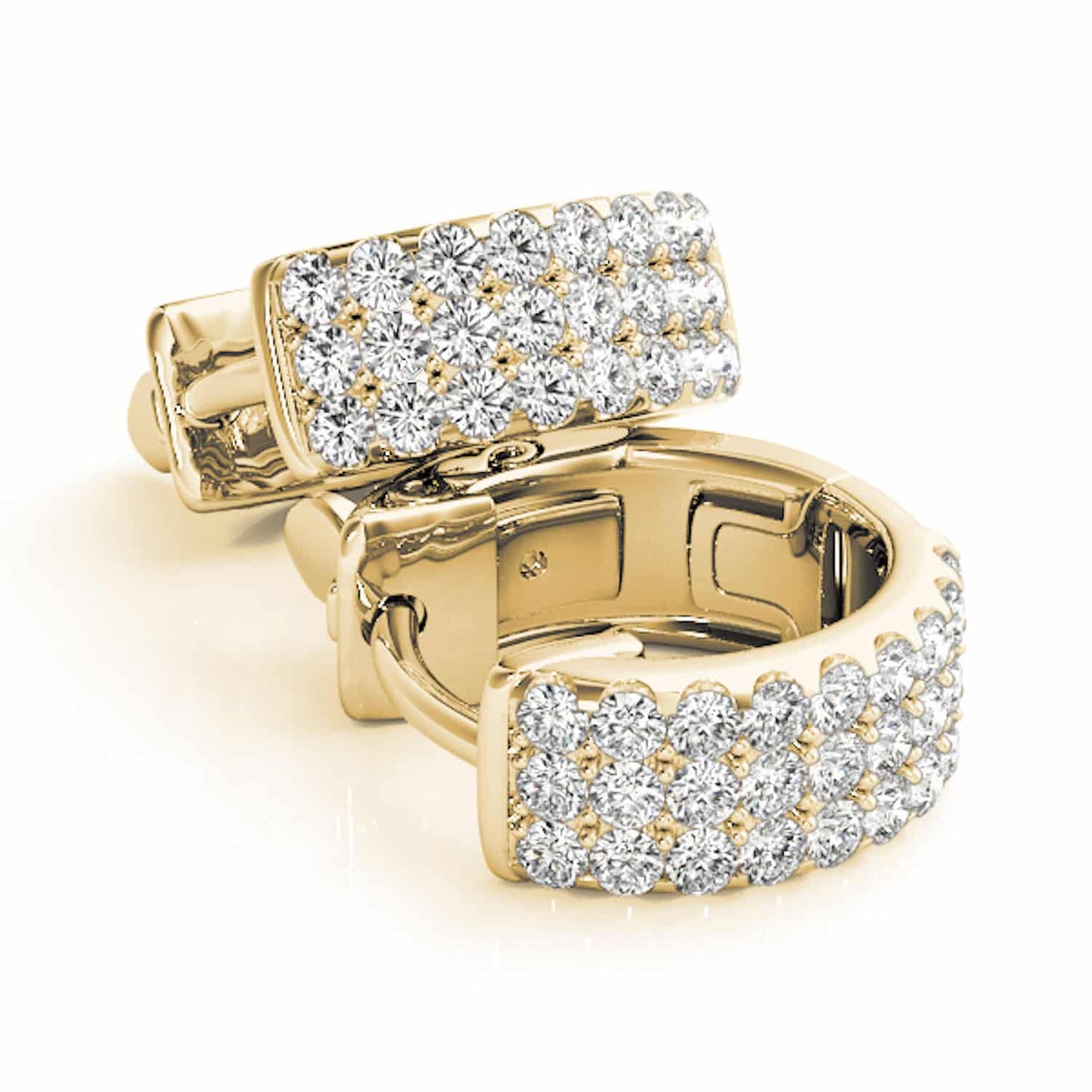 0.50CTW Natural Diamond 14K Yellow White Gold Huggie Hoop Earrings 13mm