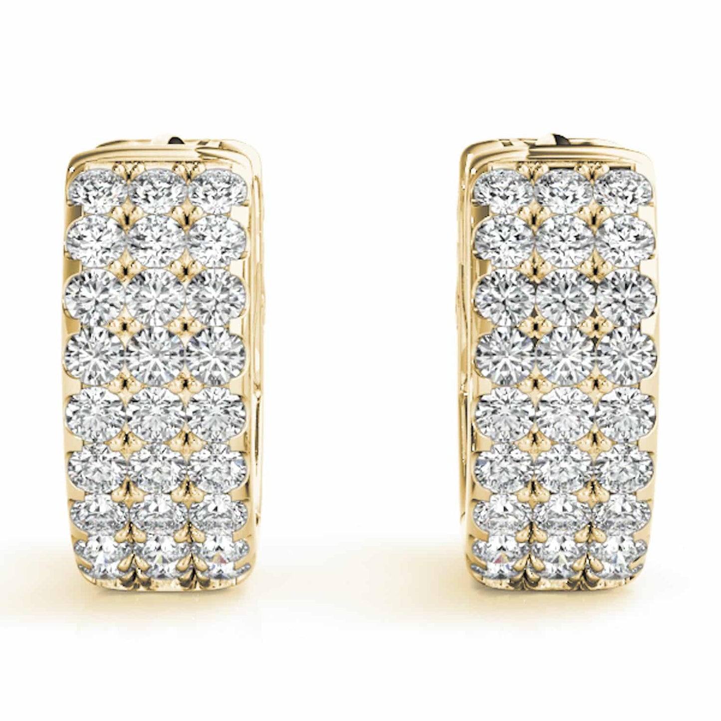 0.50CTW Natural Diamond 14K Yellow White Gold Huggie Hoop Earrings 13mm