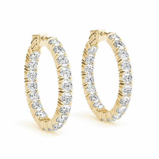3.6CTW Natural Diamond 14K Gold Inside-Out Hinged Hoop Earrings 22mm