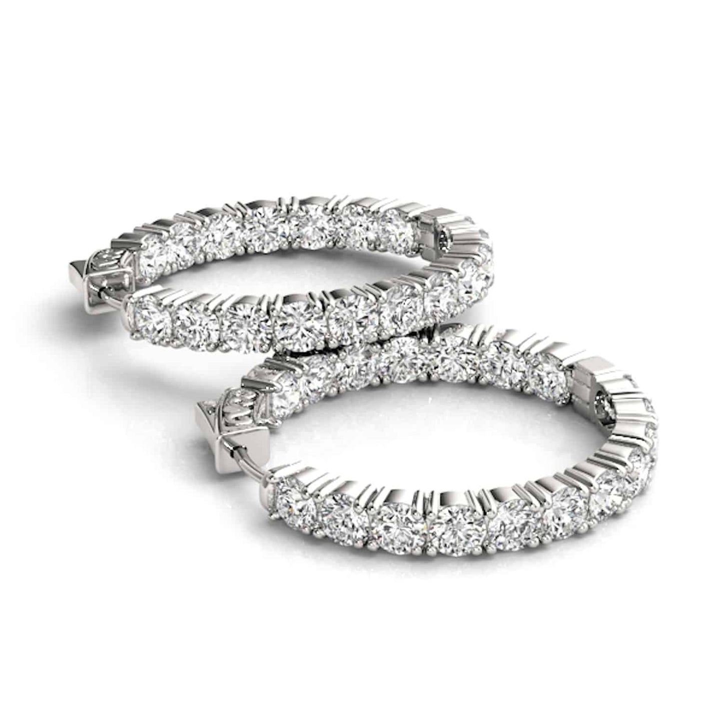 3.6CTW Natural Diamond 14K Gold Inside-Out Hinged Hoop Earrings 22mm