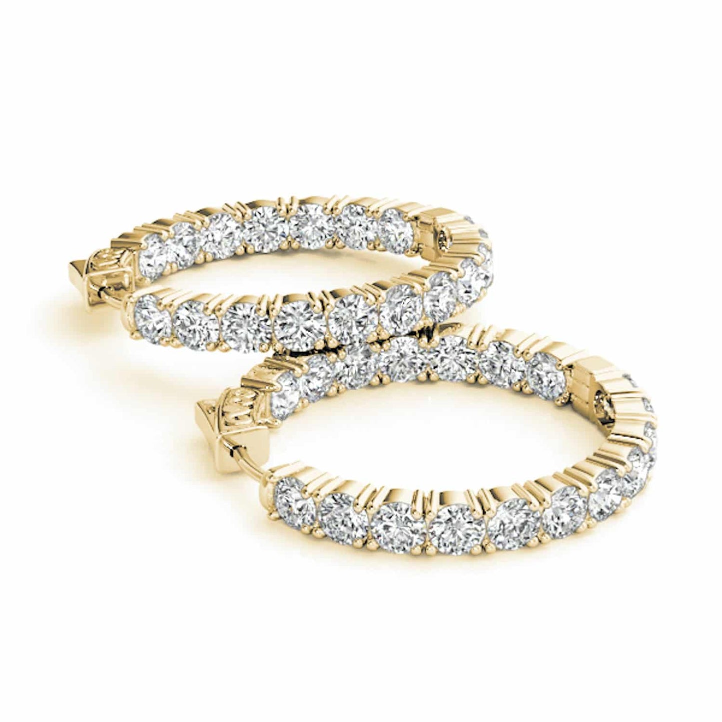 3.6CTW Natural Diamond 14K Gold Inside-Out Hinged Hoop Earrings 22mm