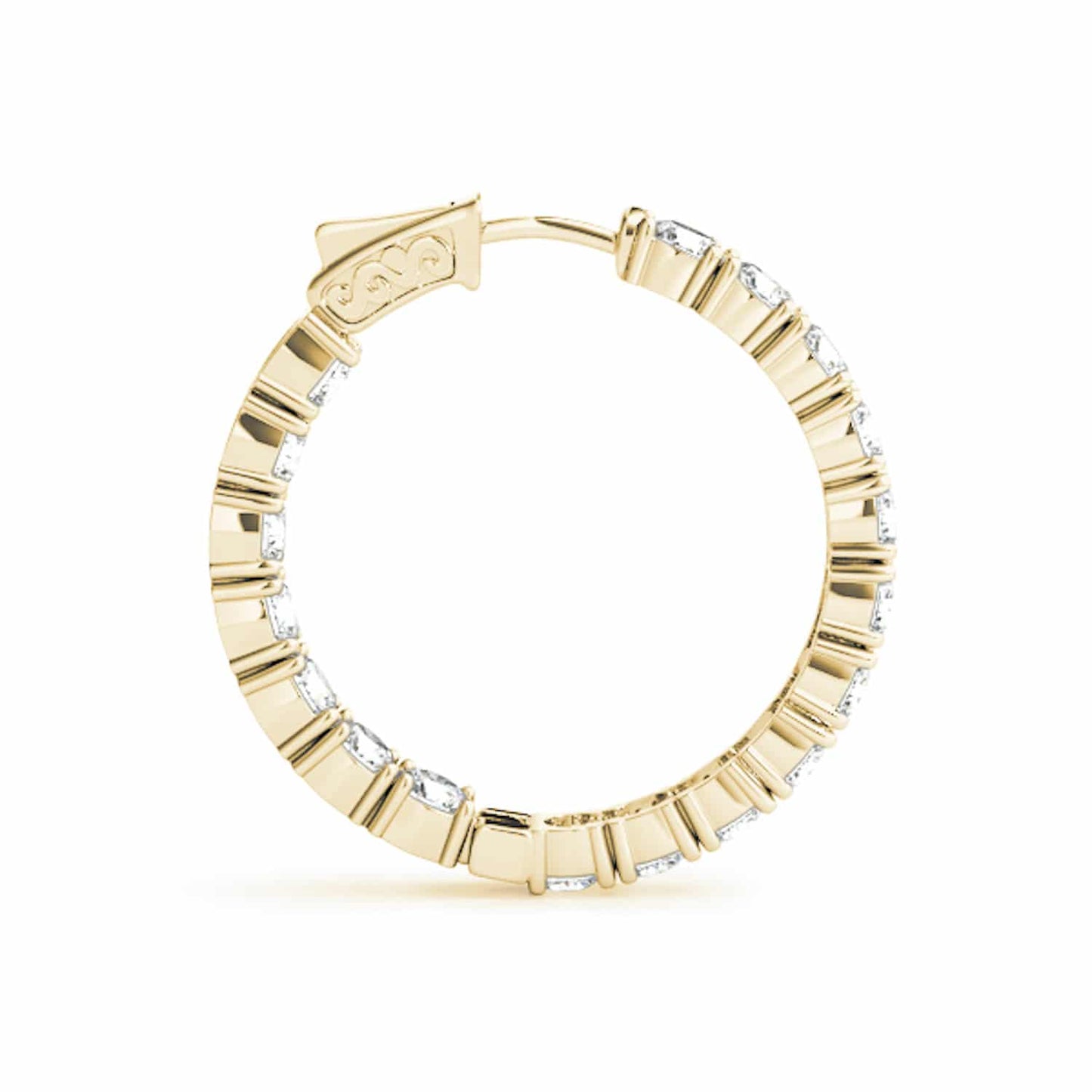 3.6CTW Natural Diamond 14K Gold Inside-Out Hinged Hoop Earrings 22mm