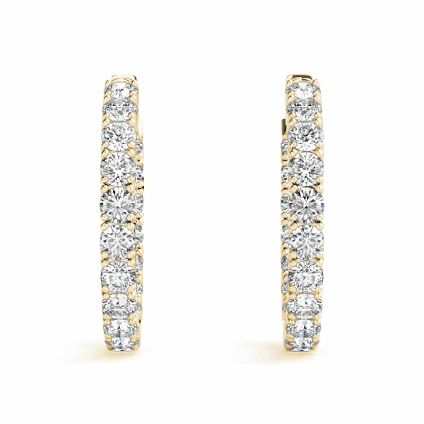 3.6CTW Natural Diamond 14K Gold Inside-Out Hinged Hoop Earrings 22mm