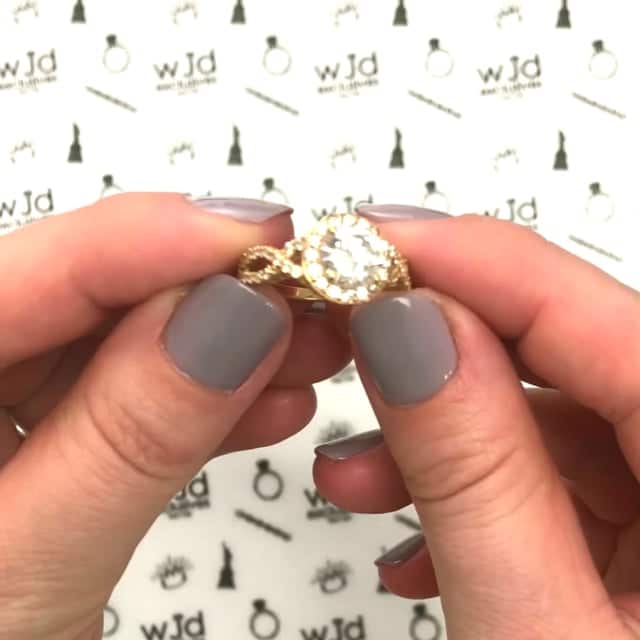 2.15CTW Twisted Halo CZ 14K Yellow Gold Engagement Ring