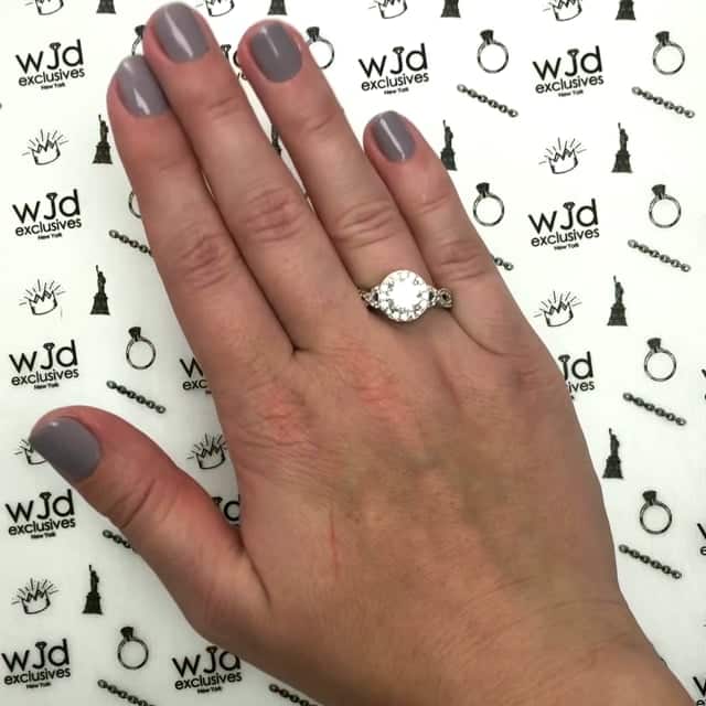 2.15CTW Twisted Halo CZ 14k Gold White Engagement Ring
