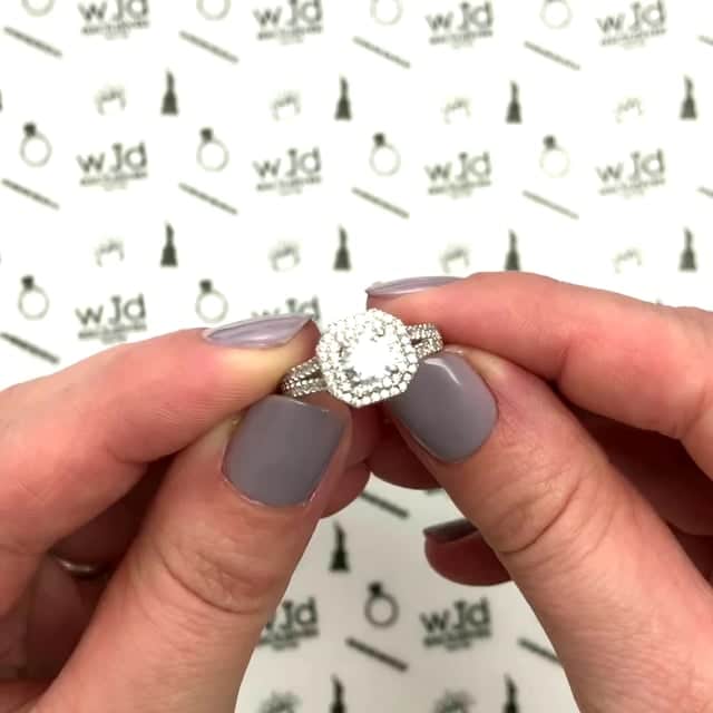 1.60CTW Round Halo CZ 14K Gold White Engagement Ring