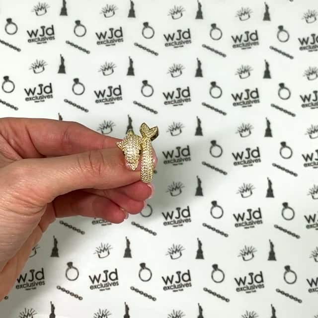 14K Gold Yellow CZ Pave And Emerald Dolphin Lady's Cocktail Ring