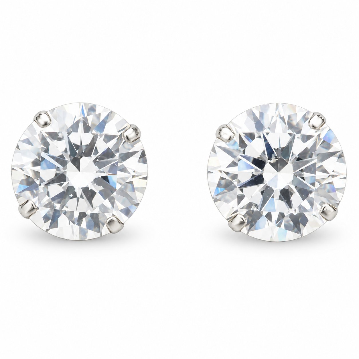4 ctw 4 Prong Round Stud Earrings 2 ct Each Man Made Diamond 4 ctw 4 Prong Round Stud Earrings 2 ct Each Man Made Diamond