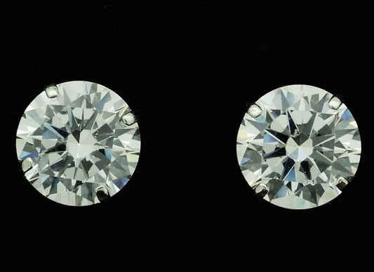 4CTW CZ 14K White Gold Round-Cut Pushback Stud Earrings 8mm