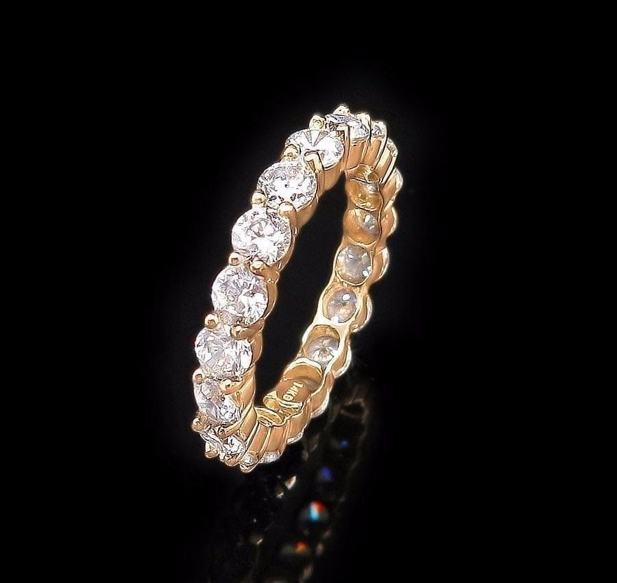 14k Gold Yellow White Gold 2.75Ct Round CZ Eternity Wedding Ring