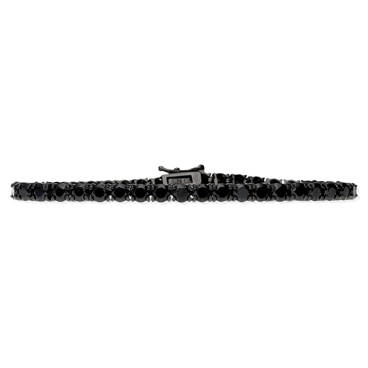 Sterling Silver 3mm 4mm 5mm 6mm Black CZ Tennis Bracelet 7.25"