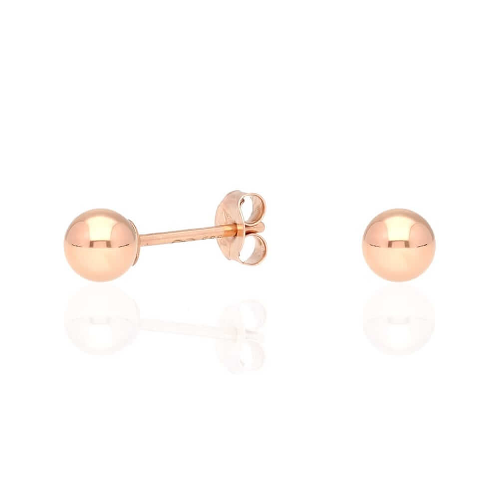 14k Rose Gold Ball Push Back Stud Earrings 3mm-10mm