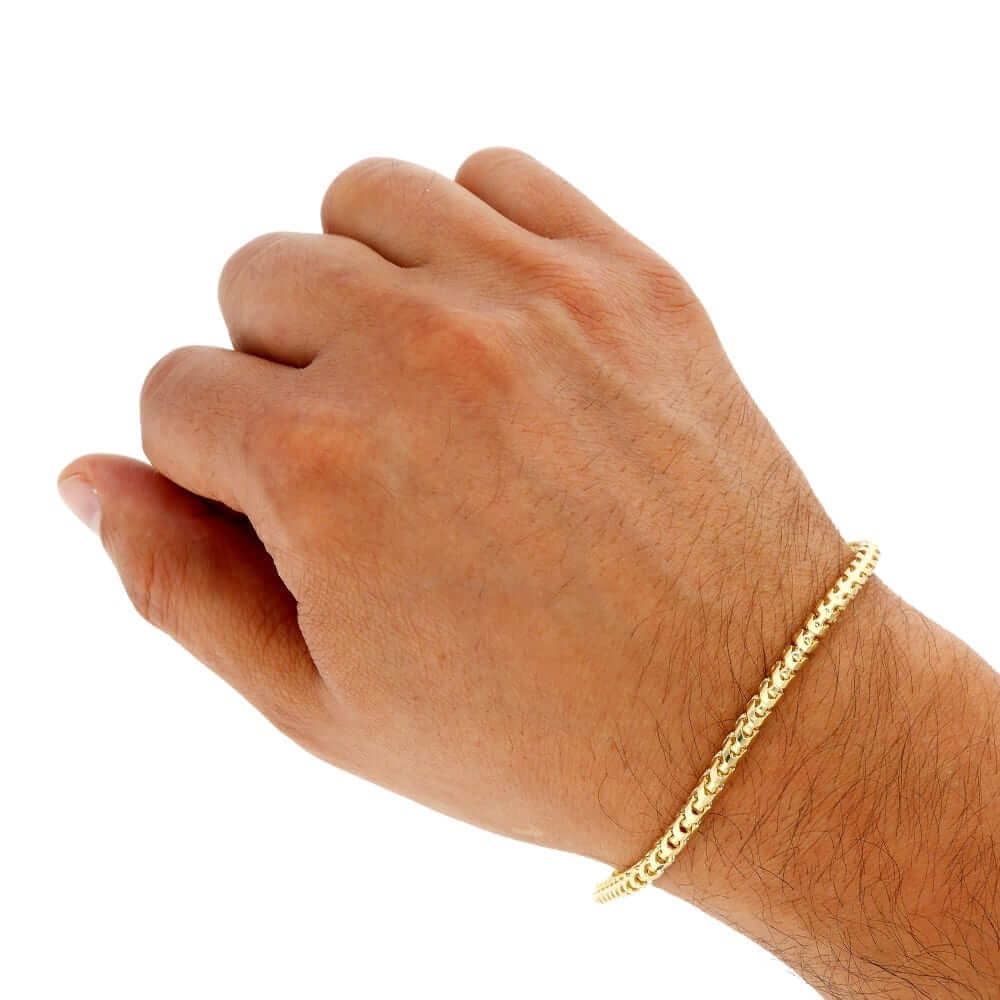 14K Yellow Gold 2.7mm-4mm Franco Bracelet (Solid Links) 8"