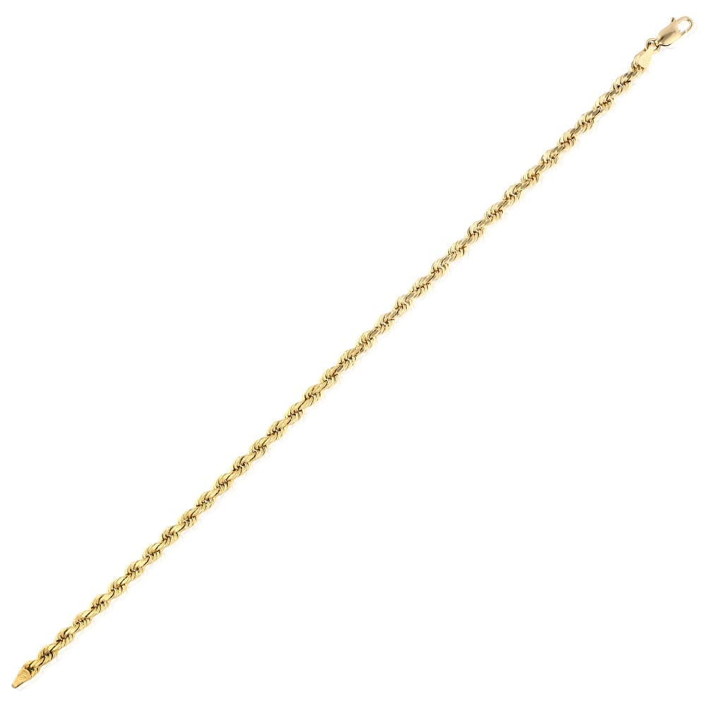 Solid 14k Gold Yellow Diamond Cut 3mm-8mm Rope Bracelet 8.5" HEAVY
