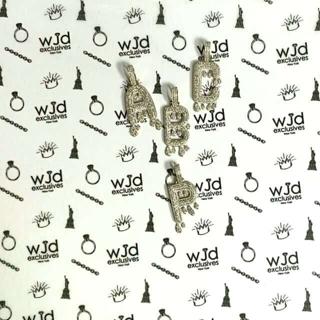0.65CTW Real Diamond 10K Rea Gold Dripping Initial Letter Pendant 1.6"