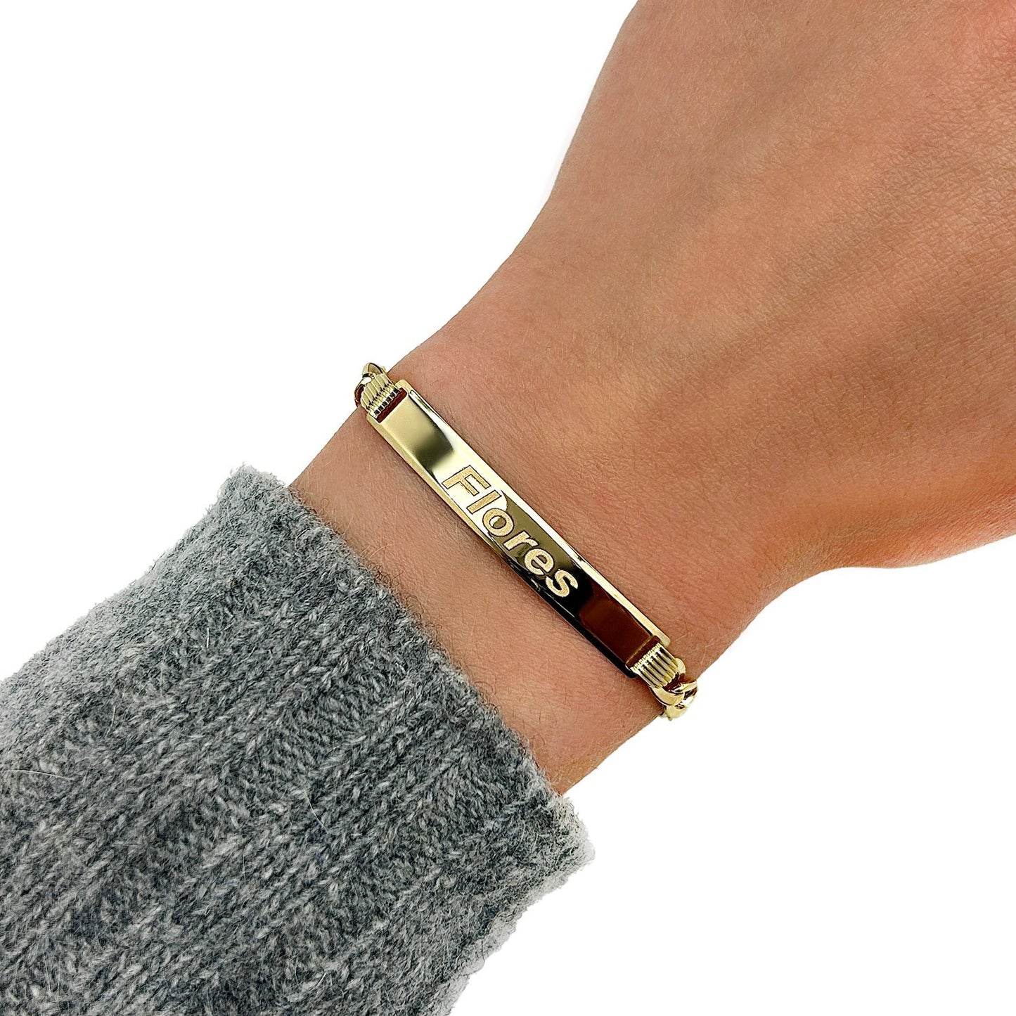 Engravable 14K Yellow Gold 5.7mm Cuban Curb Personalized ID Bracelet 8"