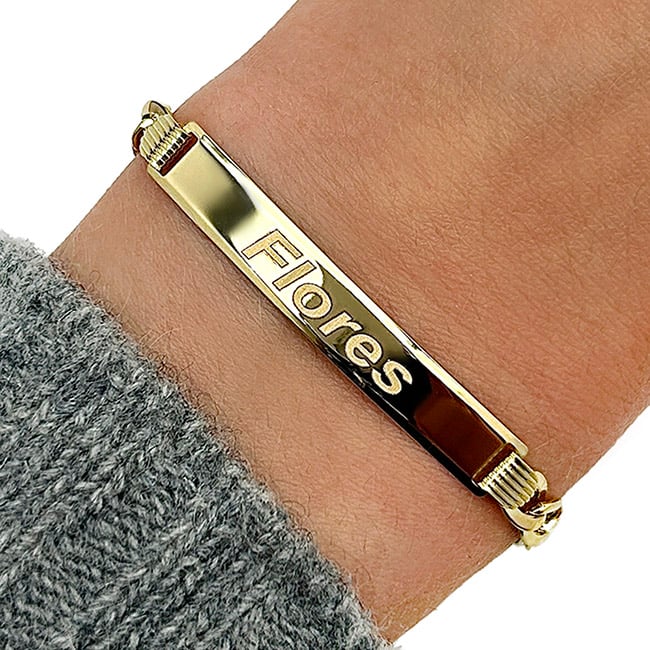 Engravable 14K Yellow Gold 5.7mm Cuban Curb Personalized ID Bracelet 8"