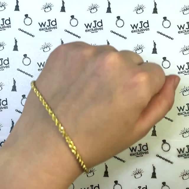 10K Gold Solid Yellow 3mm-7.5mm Diamond Cut Rope Bracelet 8.5"